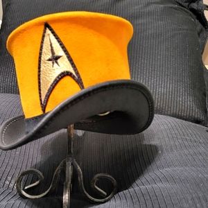 Blonde Swan Tiny Topper Stat Trek Leather Hat